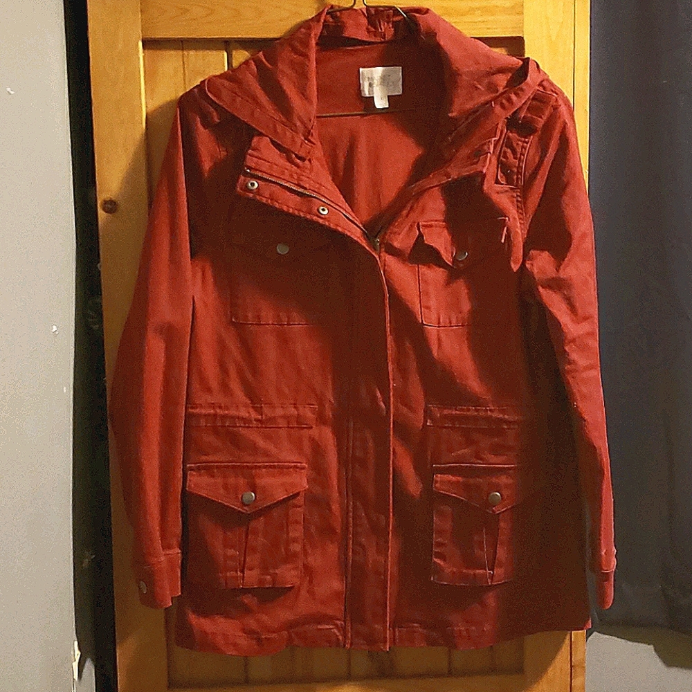 Market and Spruce Red Military Style Coat